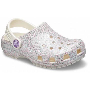 Crocs Classic Glitter Girls' Clogs Silver | Australia 1497GSOL